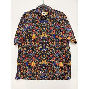 Yiume Hawaiian Shirt Mens Medium Scandinavian Folk Party Short Sleeve Pattern